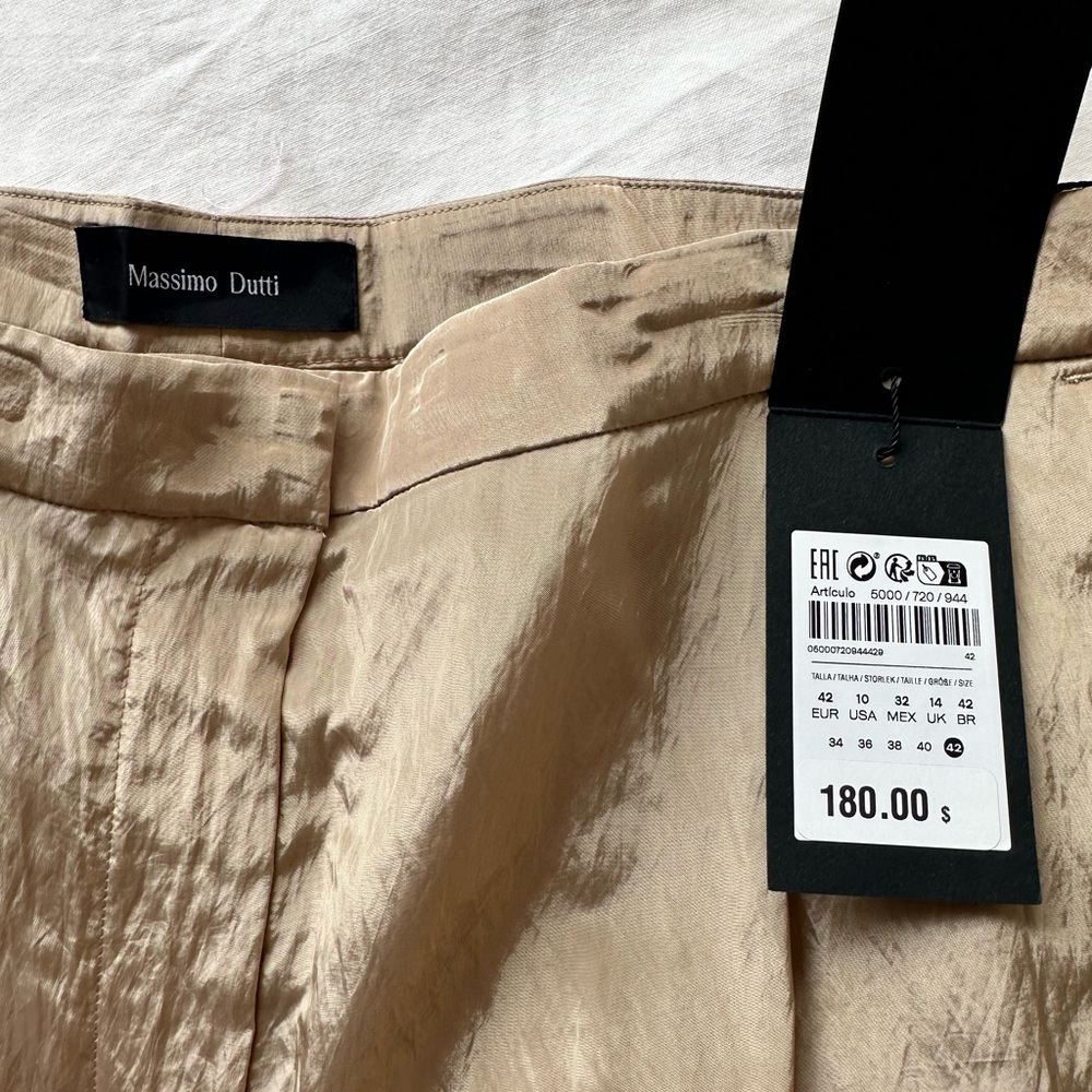 Massimo Dutti sheer gold organza trouser pants